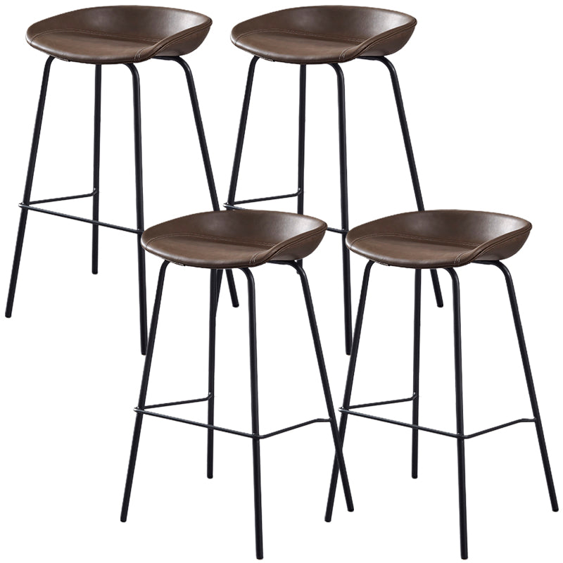 Industrial Style Counter Stool Armless Upholstered Bar Stool with Metal Legs