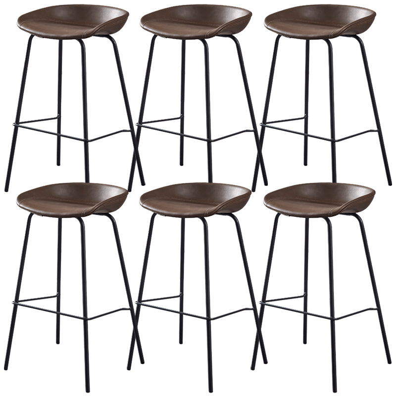 Industrial Style Counter Stool Armless Upholstered Bar Stool with Metal Legs
