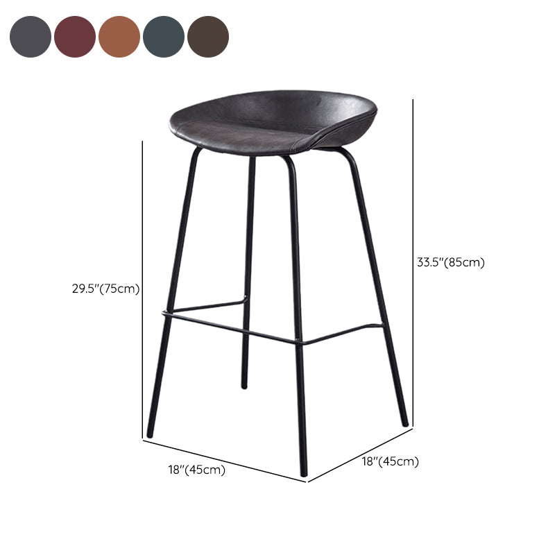Industrial Style Counter Stool Armless Upholstered Bar Stool with Metal Legs