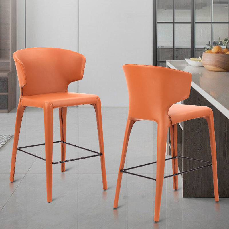 Modern Style Square Seat Barstool PU Leather Counter Bar Stool with Metal Legs
