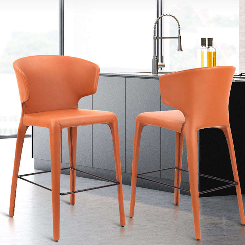 Modern Style Square Seat Barstool PU Leather Counter Bar Stool with Metal Legs