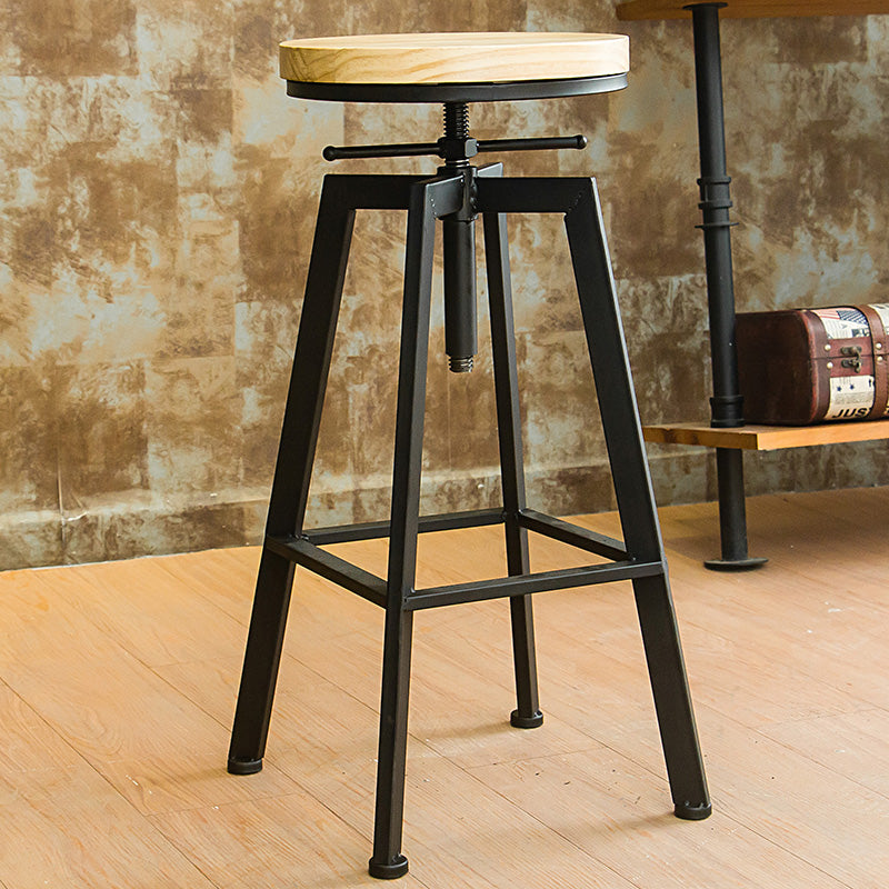 Industrial Armless Elevatable Counter Stool Iron Cafe Bar Stool with Metal Legs