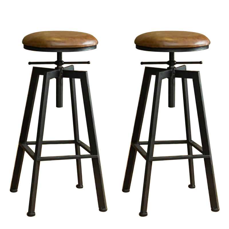 Industrial Armless Elevatable Counter Stool Iron Cafe Bar Stool with Metal Legs