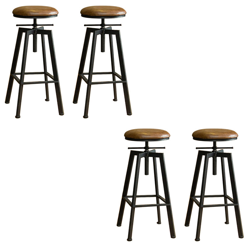 Industrial Armless Elevatable Counter Stool Iron Cafe Bar Stool with Metal Legs