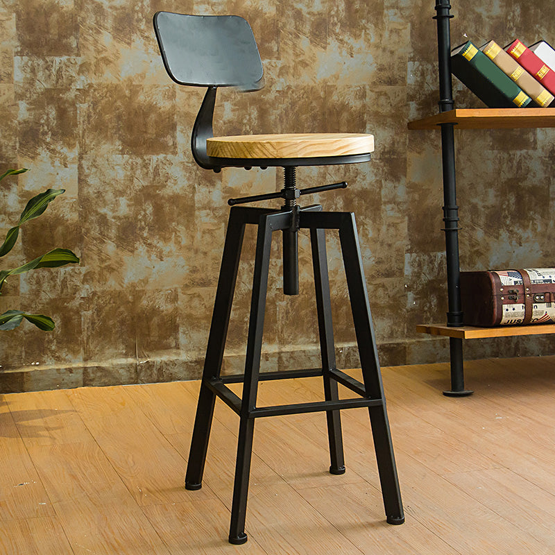 Industrial Armless Elevatable Counter Stool Iron Cafe Bar Stool with Metal Legs