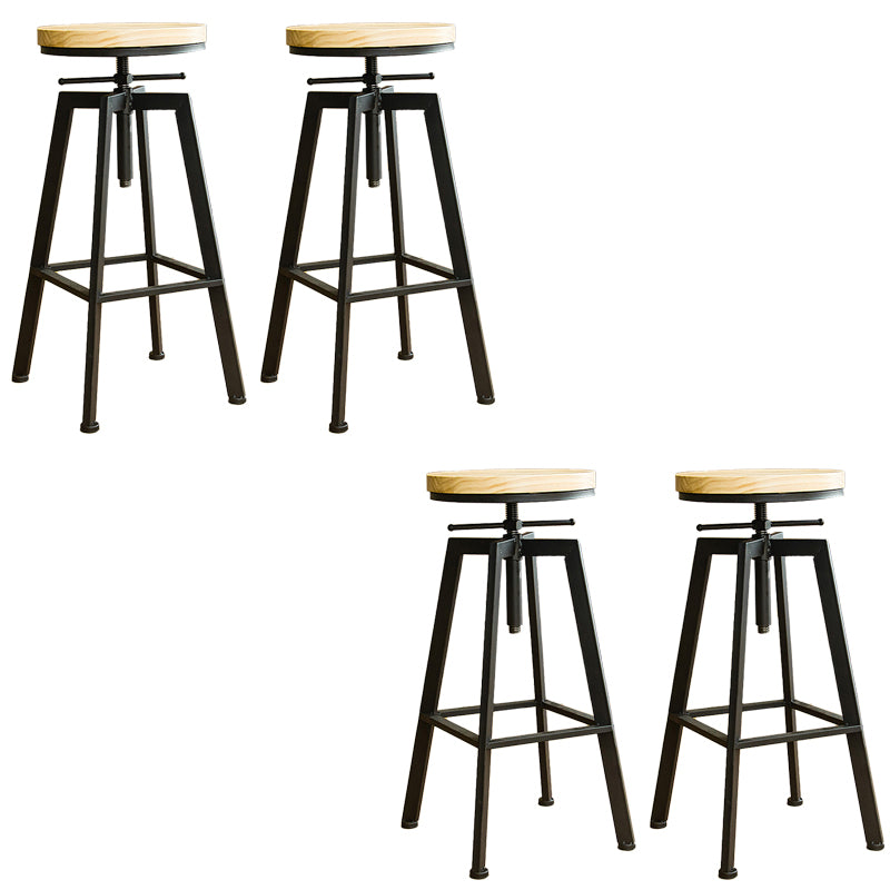 Industrial Armless Elevatable Counter Stool Iron Cafe Bar Stool with Metal Legs