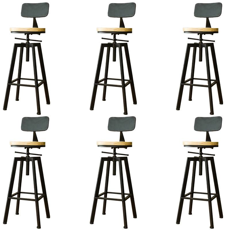 Industrial Armless Elevatable Counter Stool Iron Cafe Bar Stool with Metal Legs