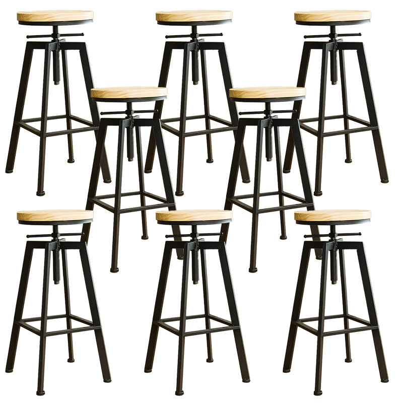 Industrial Armless Elevatable Counter Stool Iron Cafe Bar Stool with Metal Legs