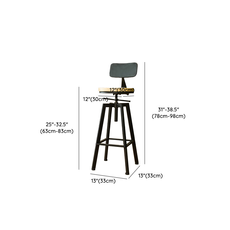 Industrial Armless Elevatable Counter Stool Iron Cafe Bar Stool with Metal Legs