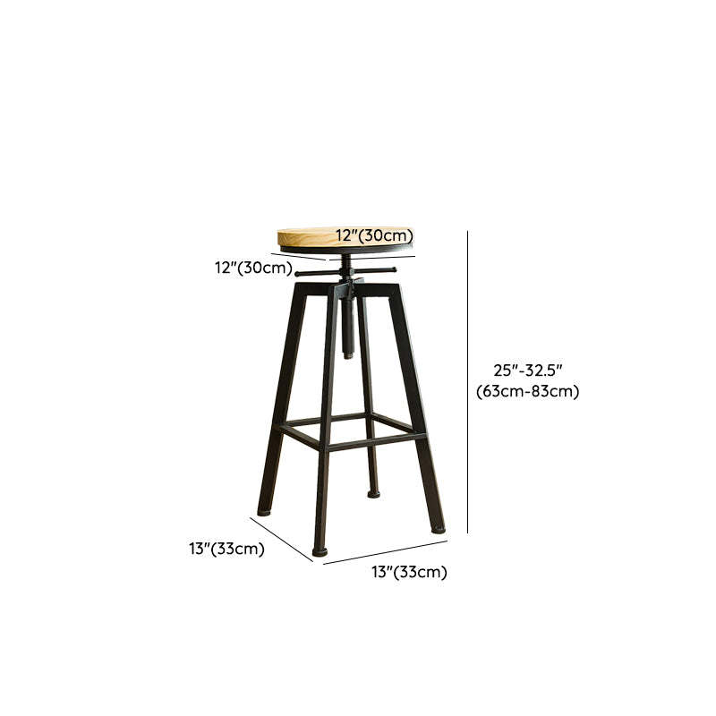 Industrial Armless Elevatable Counter Stool Iron Cafe Bar Stool with Metal Legs