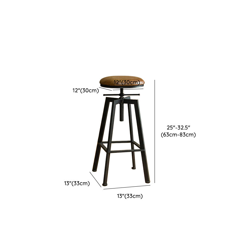 Industrial Armless Elevatable Counter Stool Iron Cafe Bar Stool with Metal Legs