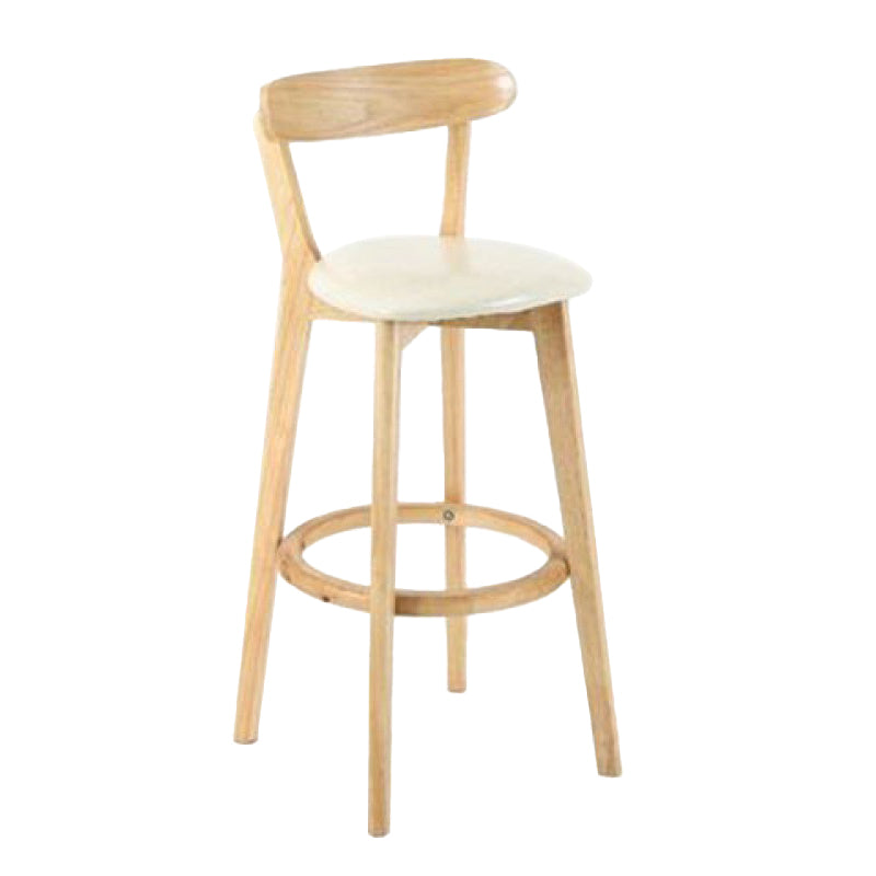 Industrial Backrest Counter Stool Rubber Wood Cafe Bar Stool with Cushion and Pedal