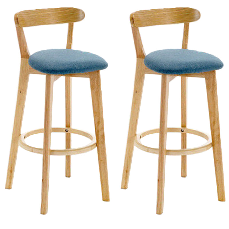 Industrial Backrest Counter Stool Rubber Wood Cafe Bar Stool with Cushion and Pedal