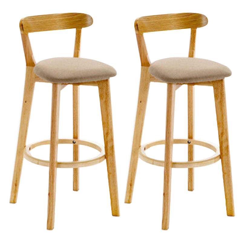 Industrial Backrest Counter Stool Rubber Wood Cafe Bar Stool with Cushion and Pedal