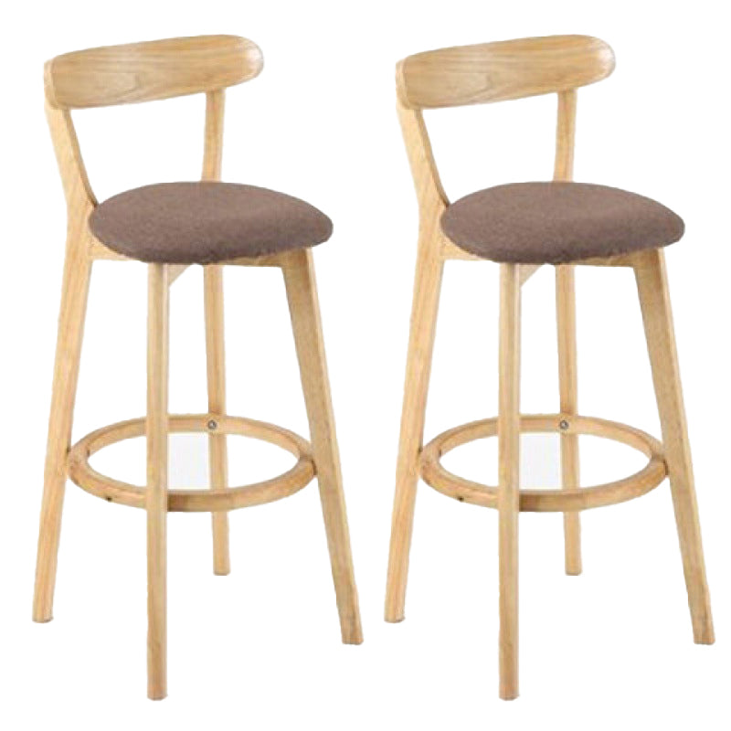 Industrial Backrest Counter Stool Rubber Wood Cafe Bar Stool with Cushion and Pedal