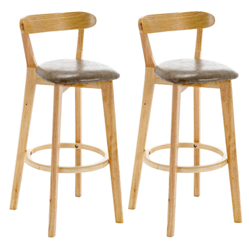 Industrial Backrest Counter Stool Rubber Wood Cafe Bar Stool with Cushion and Pedal