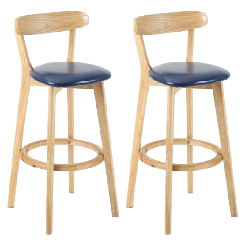 Industrial Backrest Counter Stool Rubber Wood Cafe Bar Stool with Cushion and Pedal