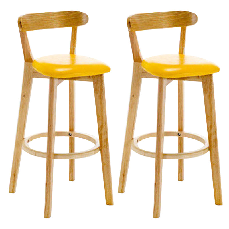 Industrial Backrest Counter Stool Rubber Wood Cafe Bar Stool with Cushion and Pedal