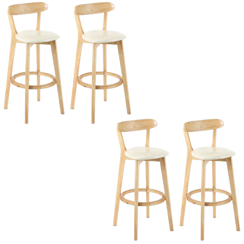 Industrial Backrest Counter Stool Rubber Wood Cafe Bar Stool with Cushion and Pedal
