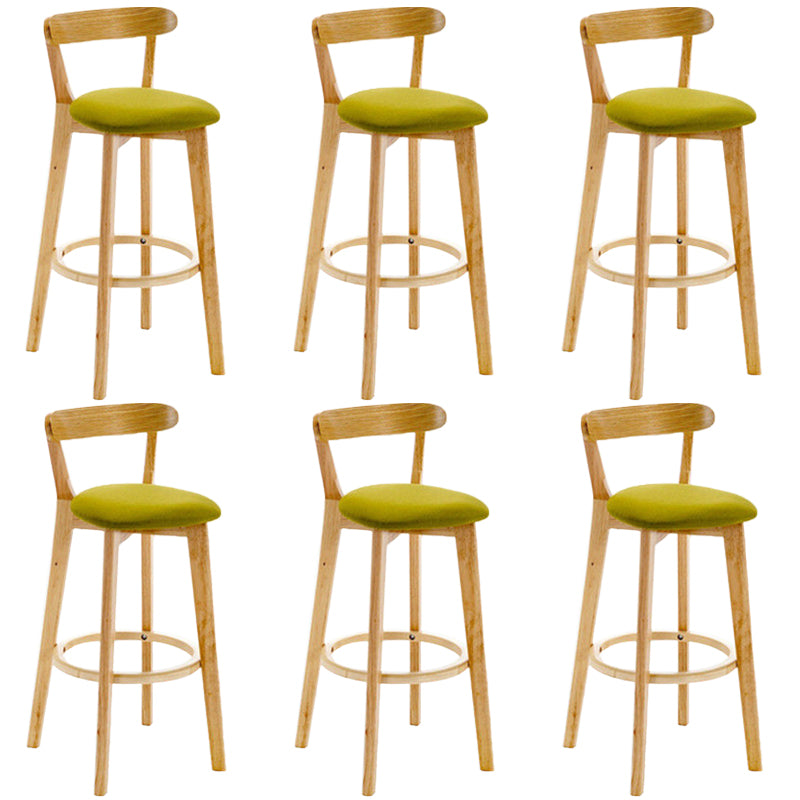 Industrial Backrest Counter Stool Rubber Wood Cafe Bar Stool with Cushion and Pedal