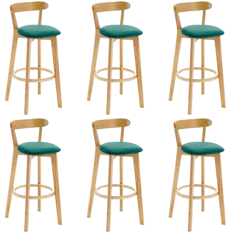 Industrial Backrest Counter Stool Rubber Wood Cafe Bar Stool with Cushion and Pedal