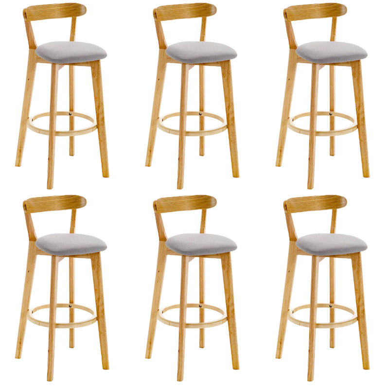 Industrial Backrest Counter Stool Rubber Wood Cafe Bar Stool with Cushion and Pedal