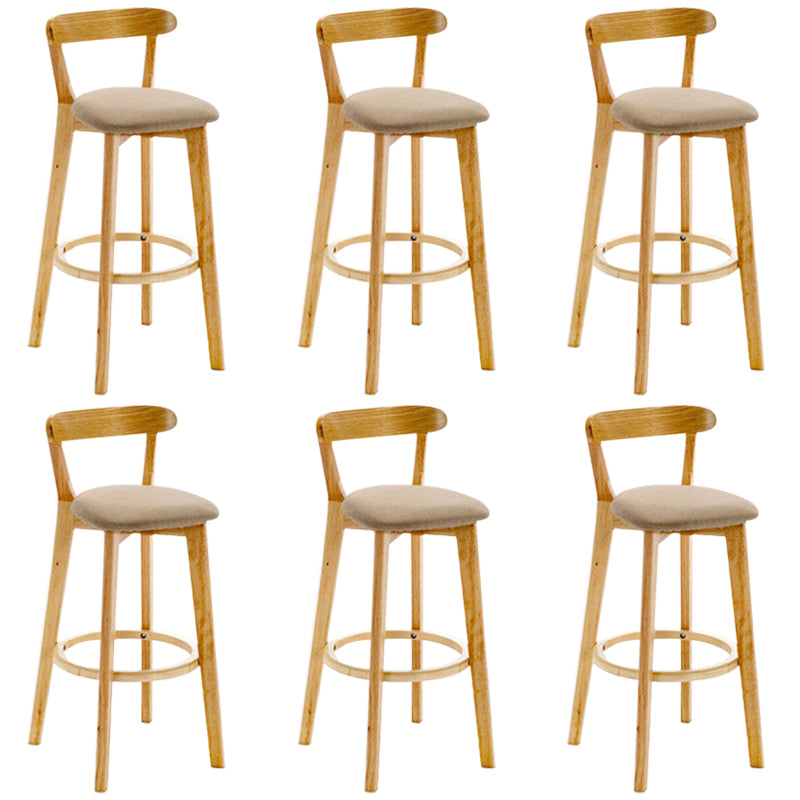 Industrial Backrest Counter Stool Rubber Wood Cafe Bar Stool with Cushion and Pedal