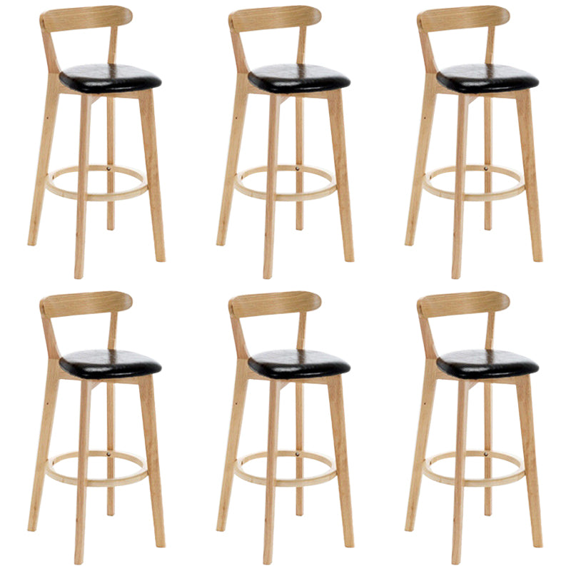 Industrial Backrest Counter Stool Rubber Wood Cafe Bar Stool with Cushion and Pedal