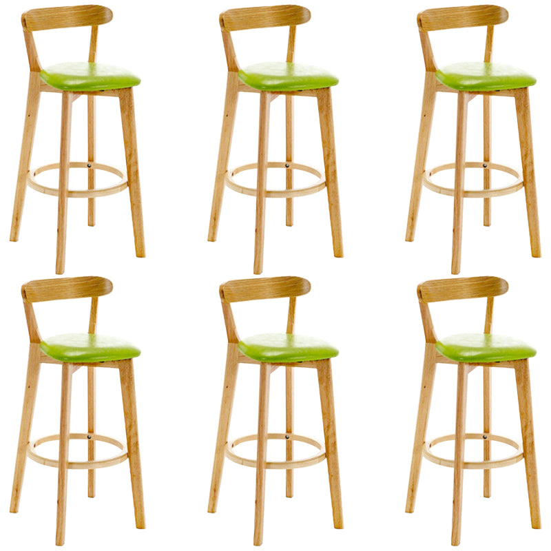 Industrial Backrest Counter Stool Rubber Wood Cafe Bar Stool with Cushion and Pedal