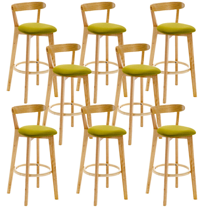 Industrial Backrest Counter Stool Rubber Wood Cafe Bar Stool with Cushion and Pedal