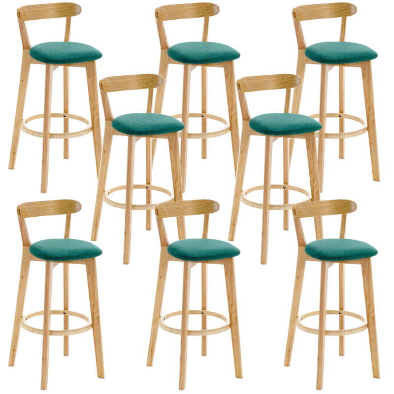 Industrial Backrest Counter Stool Rubber Wood Cafe Bar Stool with Cushion and Pedal