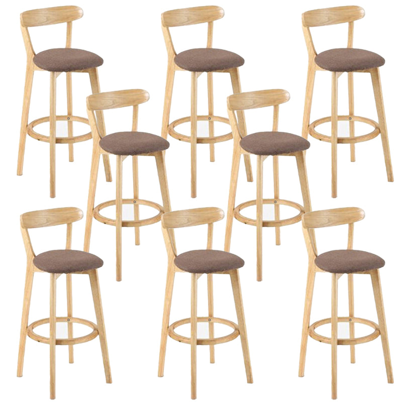 Industrial Backrest Counter Stool Rubber Wood Cafe Bar Stool with Cushion and Pedal