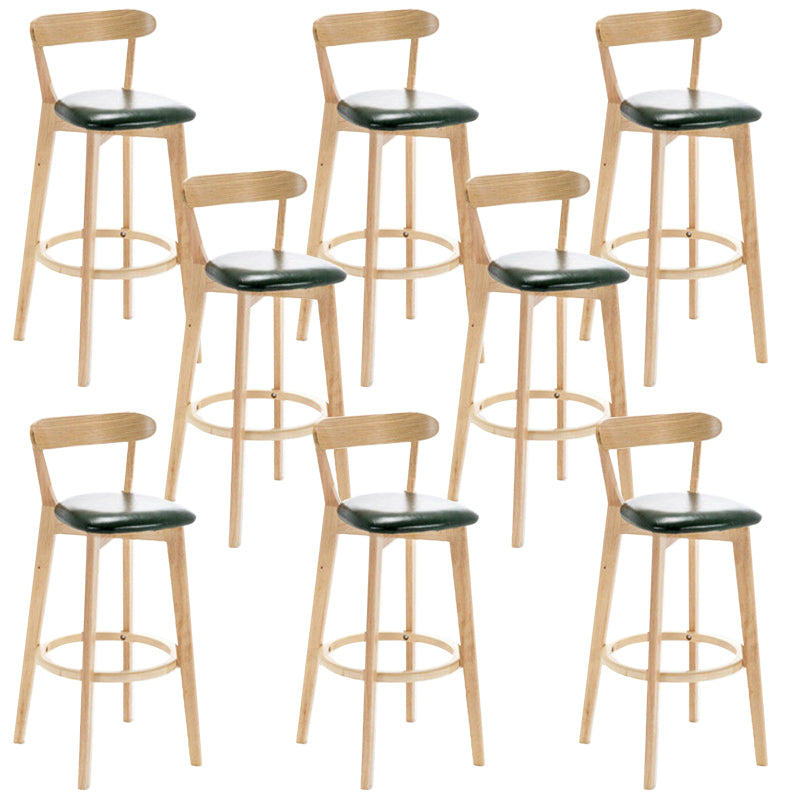 Industrial Backrest Counter Stool Rubber Wood Cafe Bar Stool with Cushion and Pedal