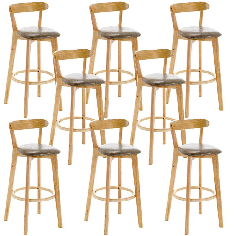 Industrial Backrest Counter Stool Rubber Wood Cafe Bar Stool with Cushion and Pedal