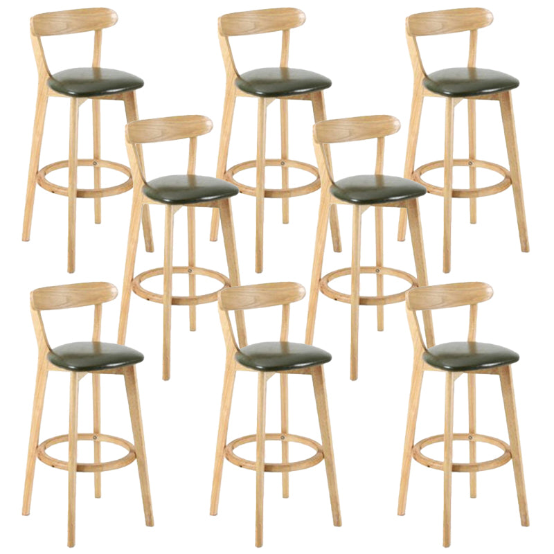 Industrial Backrest Counter Stool Rubber Wood Cafe Bar Stool with Cushion and Pedal
