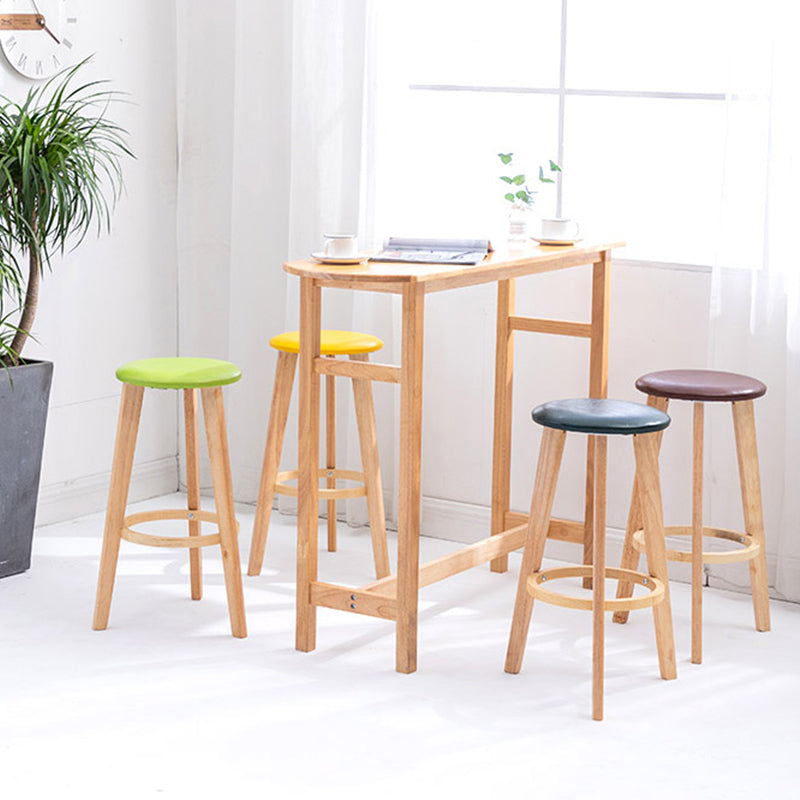 Industrial Style Round Seat Barstool Wooden Counter Bar Stool for Home Use