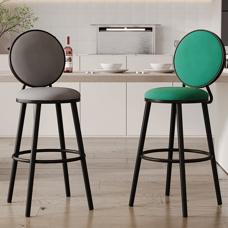 Industrial Backrest Counter Stool Iron Bar Stool with Cushion and Pedal for Kitchen