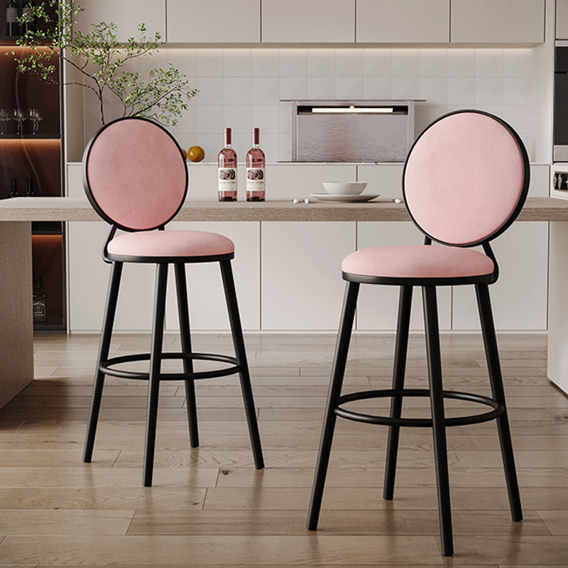 Industrial Backrest Counter Stool Iron Bar Stool with Cushion and Pedal for Kitchen