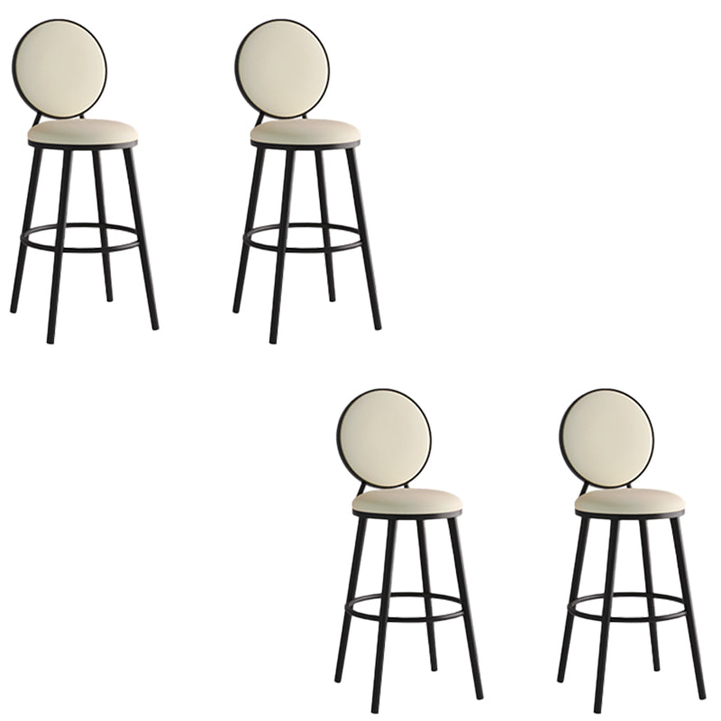 Industrial Backrest Counter Stool Iron Bar Stool with Cushion and Pedal for Kitchen