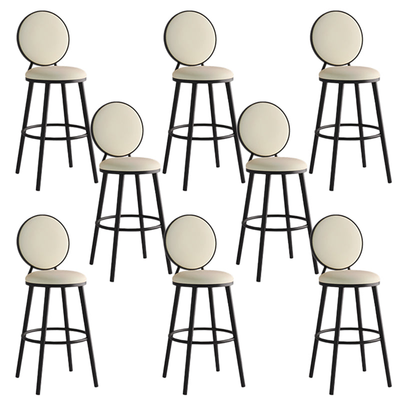 Industrial Backrest Counter Stool Iron Bar Stool with Cushion and Pedal for Kitchen