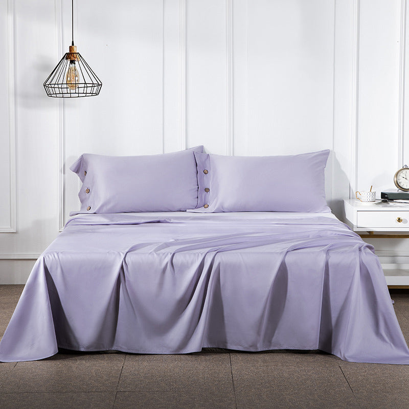 Cotton Soft Bed Sheet Solid Color Wrinkle Resistant Breathable Sheet Set