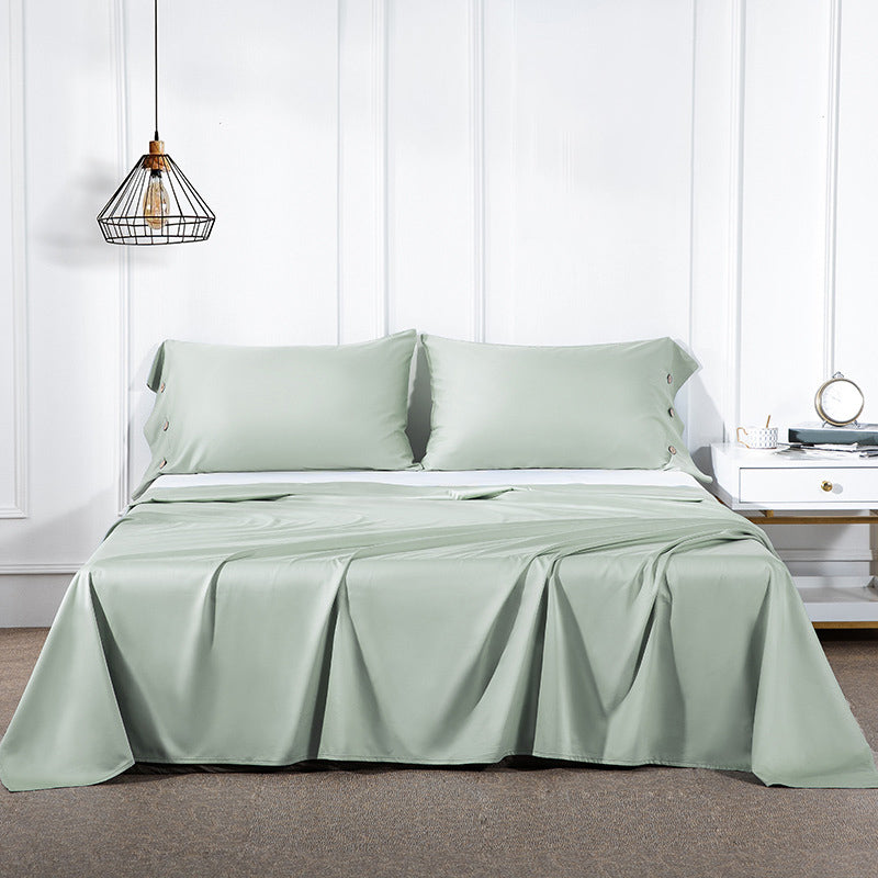 Cotton Soft Bed Sheet Solid Color Wrinkle Resistant Breathable Sheet Set
