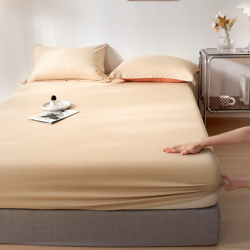 Cotton Soft Bed Sheet Solid Color Wrinkle Resistant Sheet Set