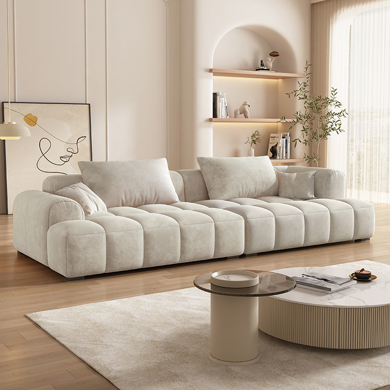 Contemporary Flannel Seating Living Room Loveseat with Pillows