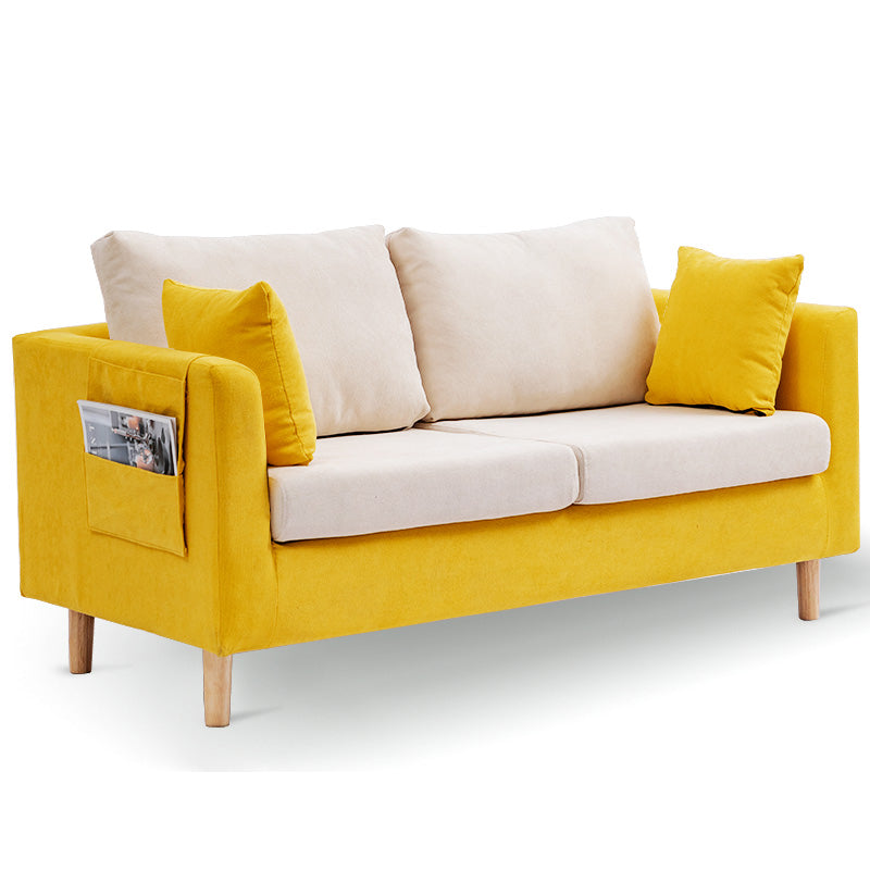 Modern Square Arm Standard Sofa Wooden Settee for Living Room