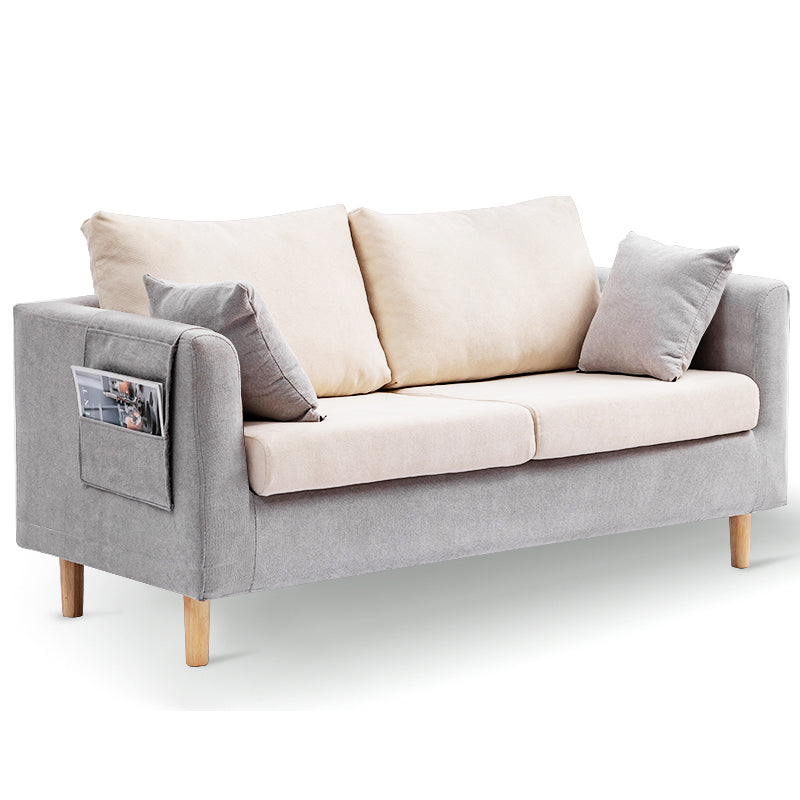 Modern Square Arm Standard Sofa Wooden Settee for Living Room
