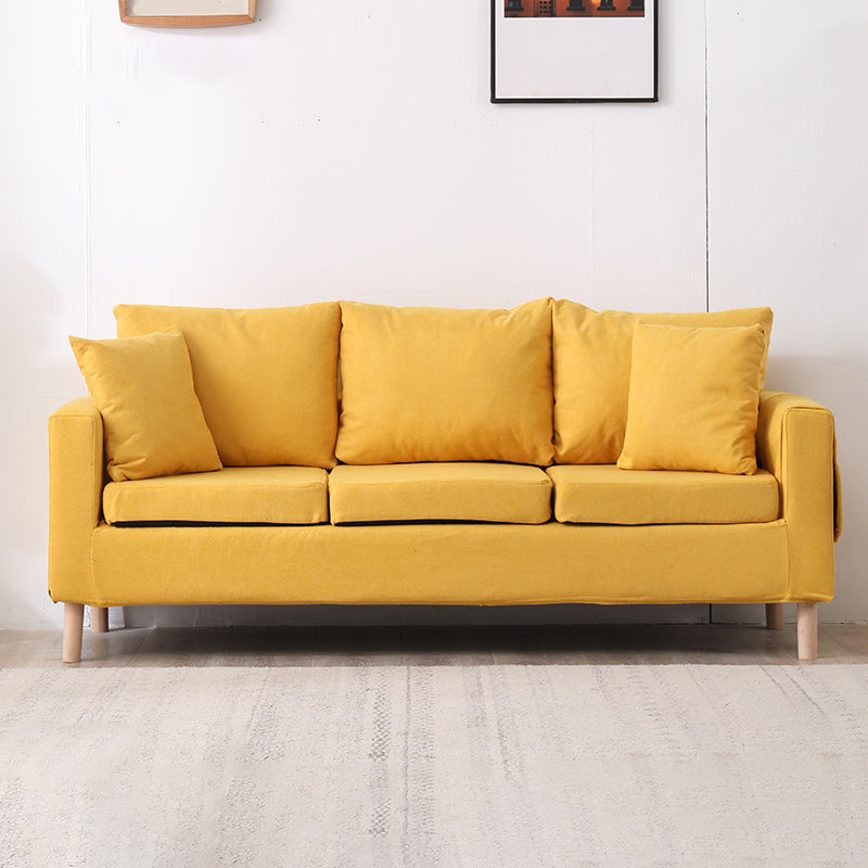 Modern Square Arm Standard Sofa Wooden Settee for Living Room