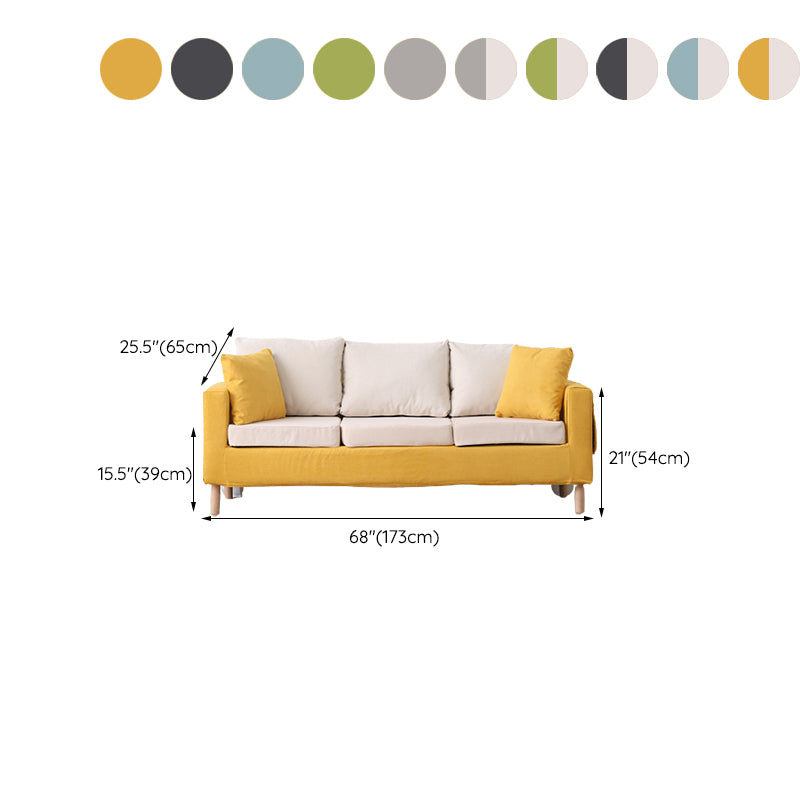 Modern Square Arm Standard Sofa Wooden Settee for Living Room