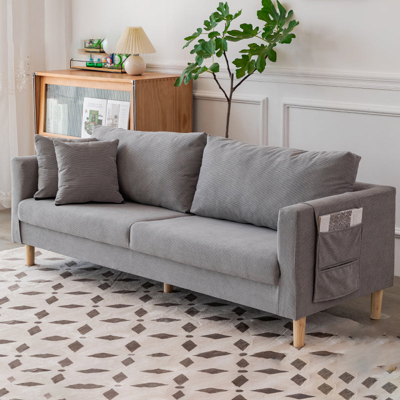 Contemporary Sofa with 2 Pillows Back and Storage in Solid Wood