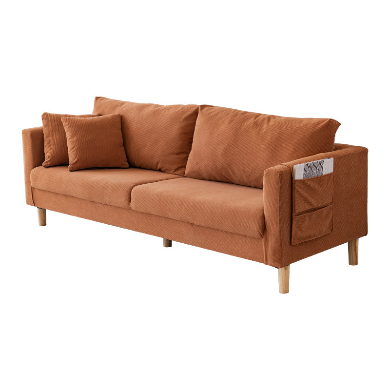 Contemporary Sofa with 2 Pillows Back and Storage in Solid Wood